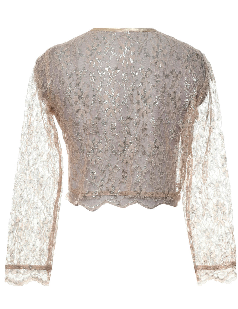 Floral Pattern Lace Evening Jacket - M