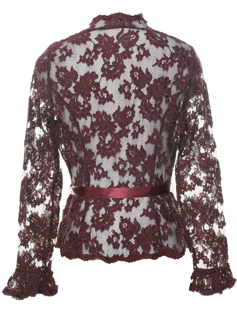 Floral Pattern Lace Evening Jacket - M