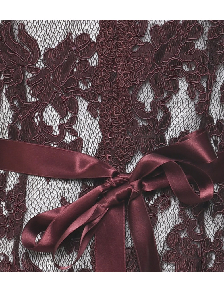 Floral Pattern Lace Evening Jacket - M