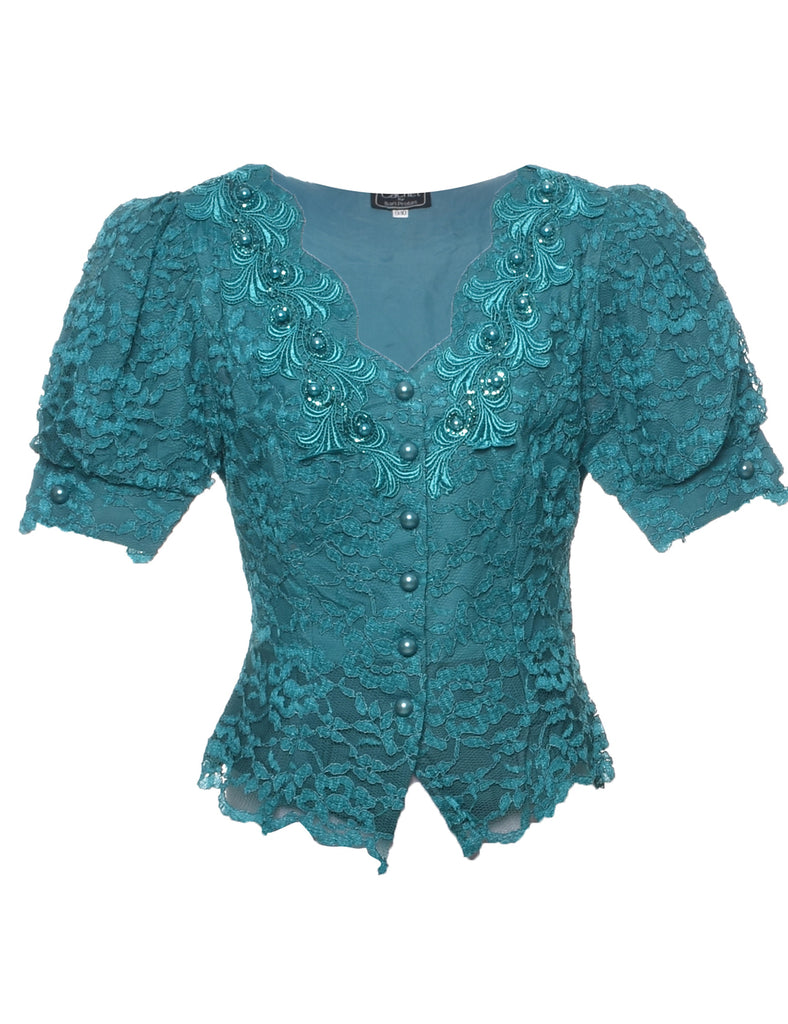 Floral Pattern Lace Jacket - M