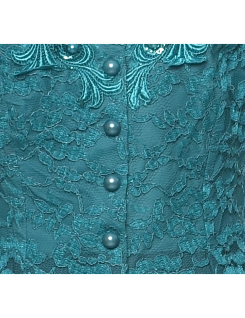 Floral Pattern Lace Jacket - M