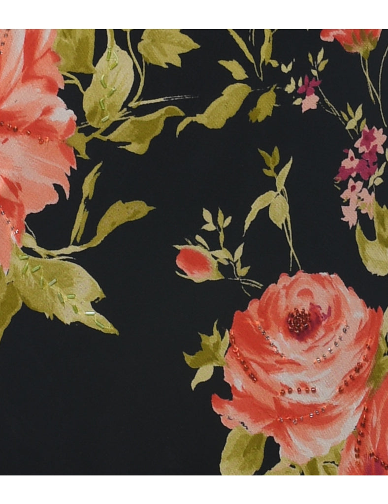Floral Pattern Maxi Dress - M