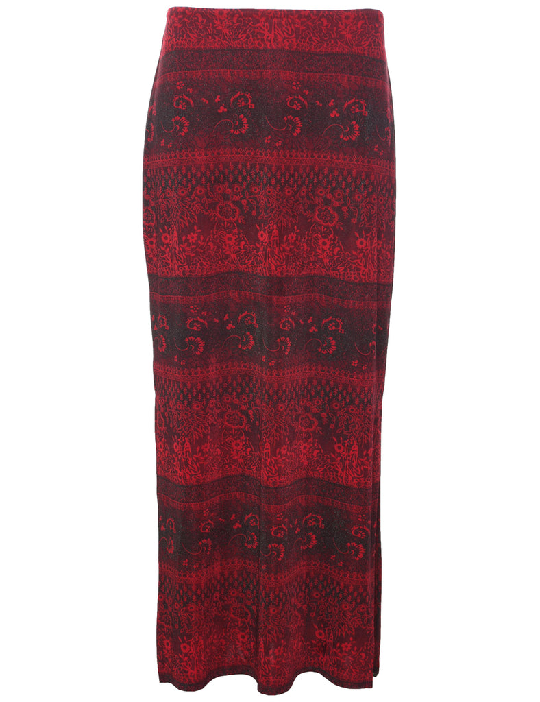 Floral Pattern Maxi Skirt - M