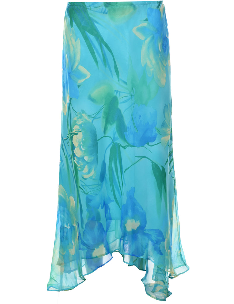 Floral Pattern Maxi Skirt - M