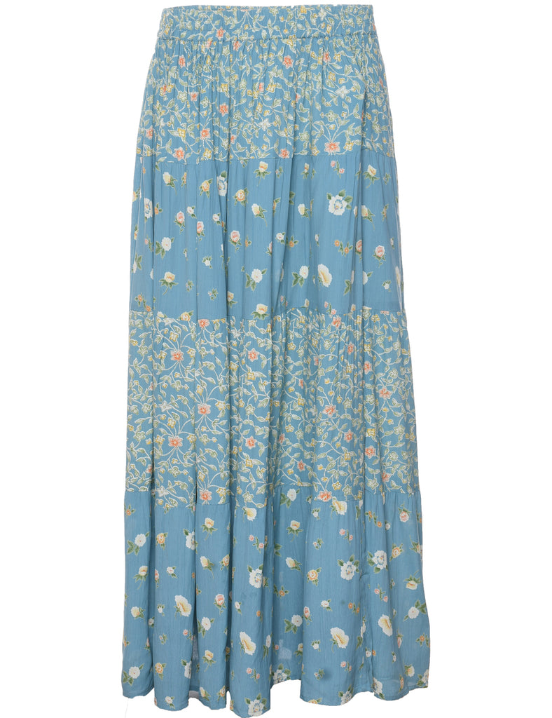 Floral Pattern Maxi Skirt - M