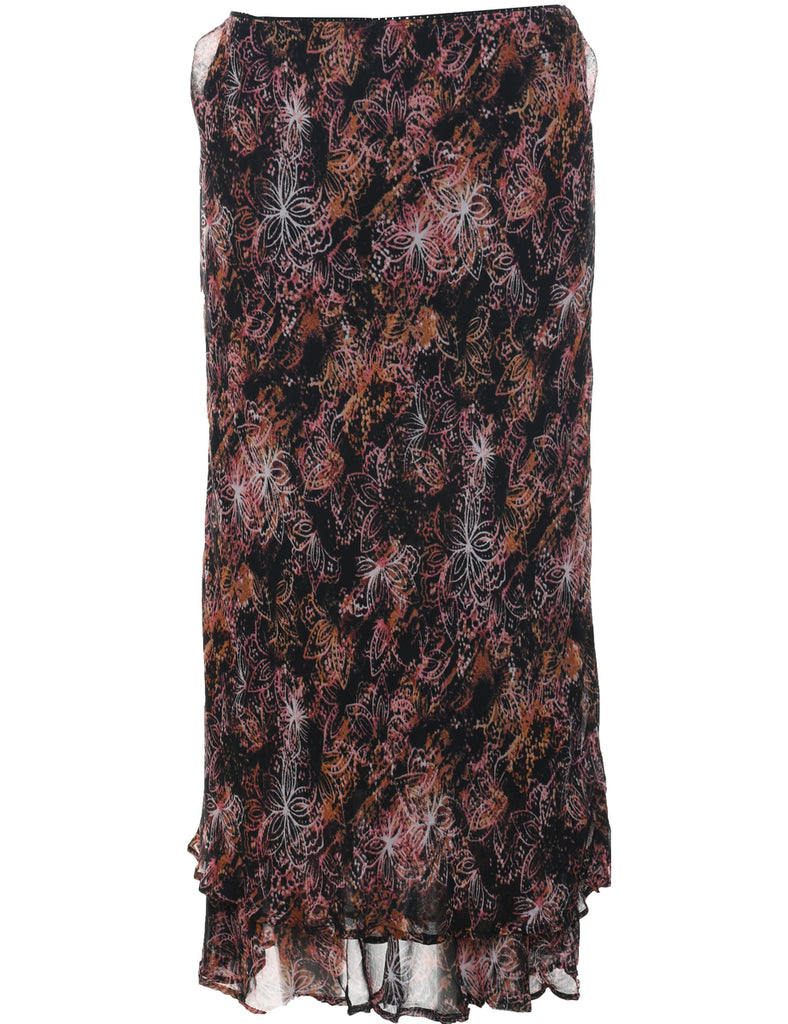 Floral Pattern Maxi Skirt - S