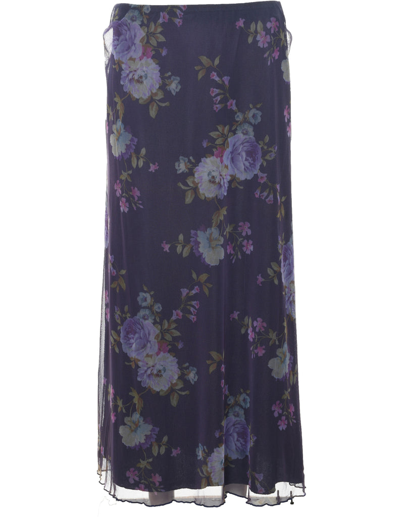 Floral Pattern Maxi Skirt - M