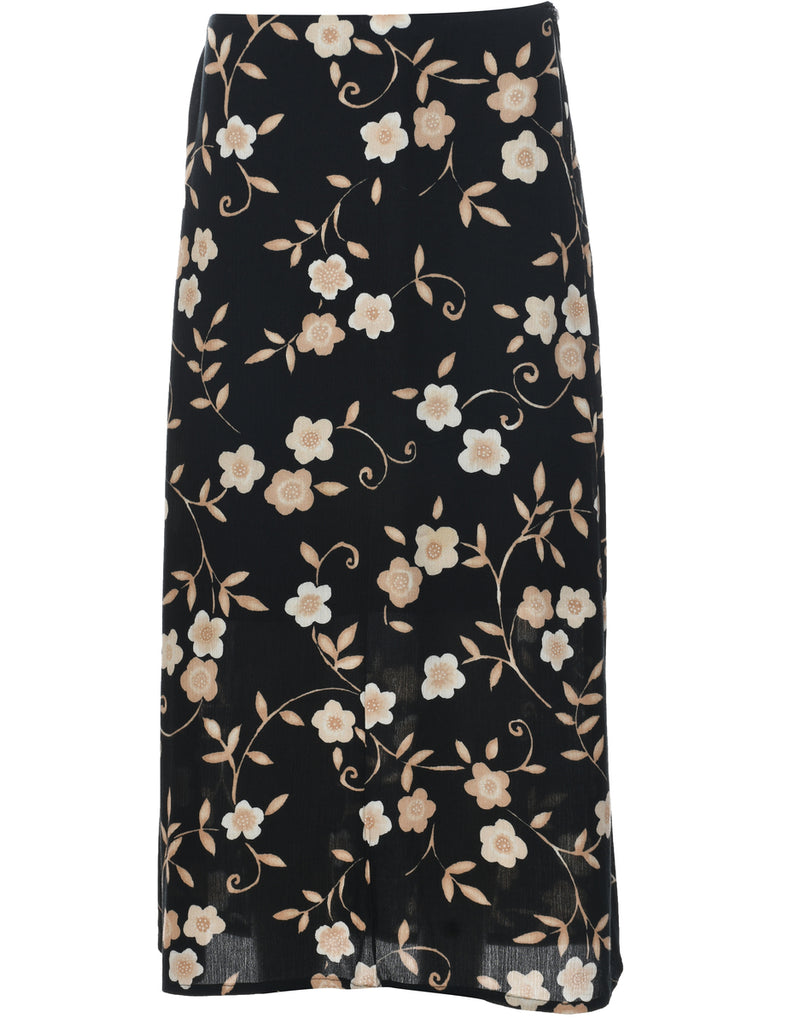Floral Pattern Maxi Skirt - M