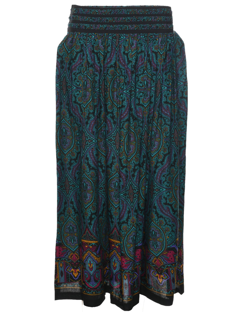 Floral Pattern Maxi Skirt - M