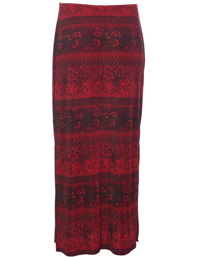 Floral Pattern Maxi Skirt - M