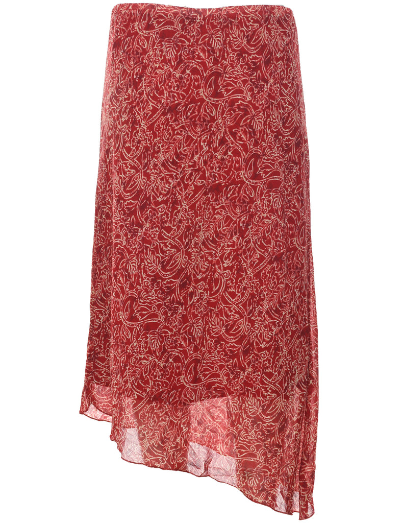 Floral Pattern Maxi Skirt - M