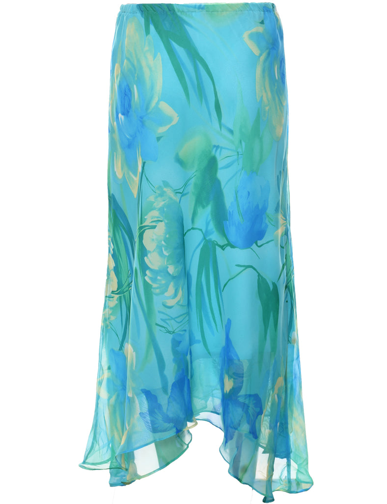 Floral Pattern Maxi Skirt - M