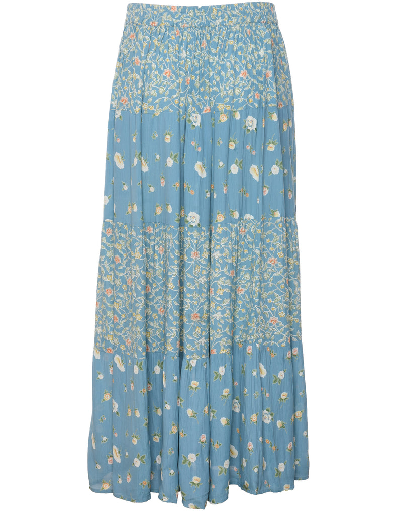 Floral Pattern Maxi Skirt - M