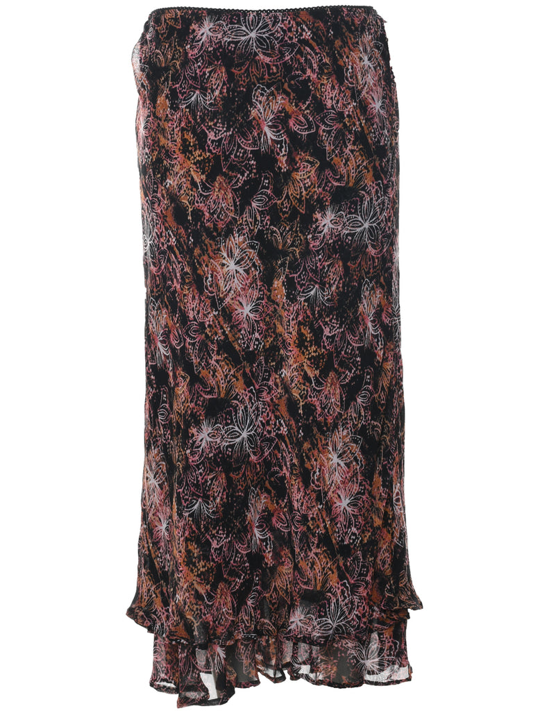 Floral Pattern Maxi Skirt - S
