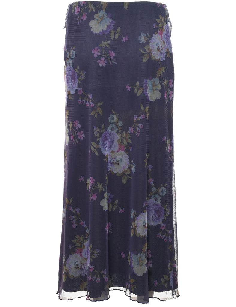 Floral Pattern Maxi Skirt - M
