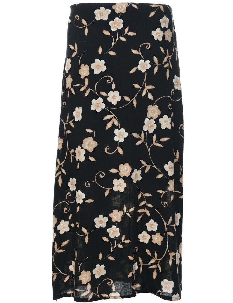 Floral Pattern Maxi Skirt - M