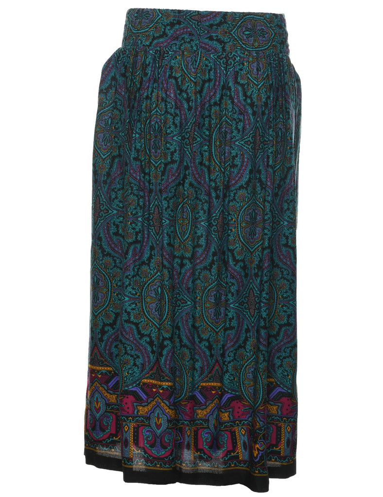 Floral Pattern Maxi Skirt - M
