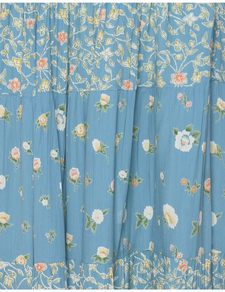 Floral Pattern Maxi Skirt - M