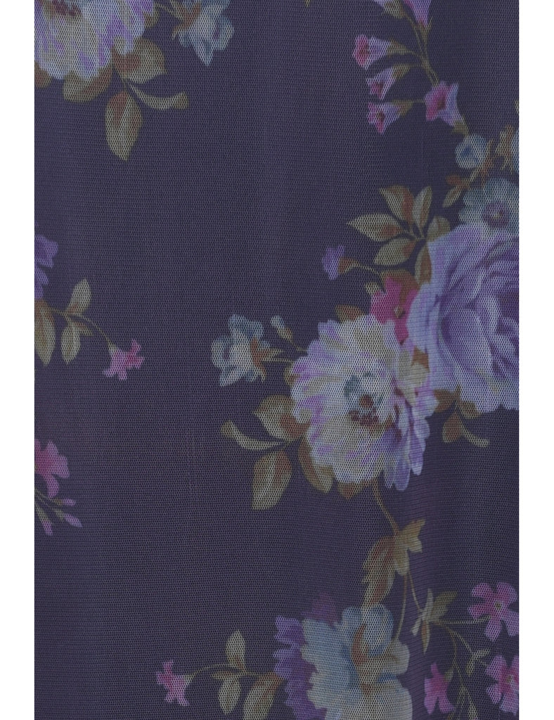 Floral Pattern Maxi Skirt - M