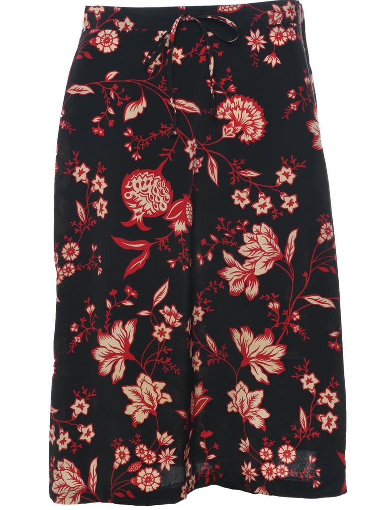 Floral Pattern Midi Skirt - M
