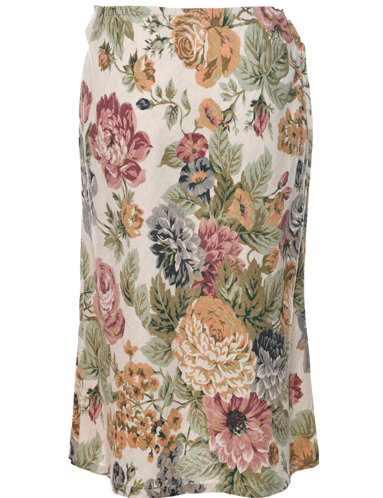 Floral Pattern Midi Skirt - S