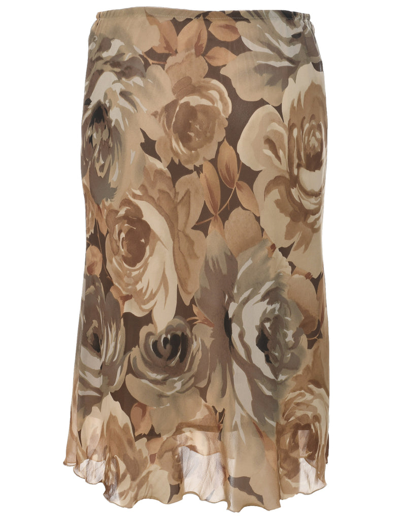 Floral Pattern Midi Skirt - L