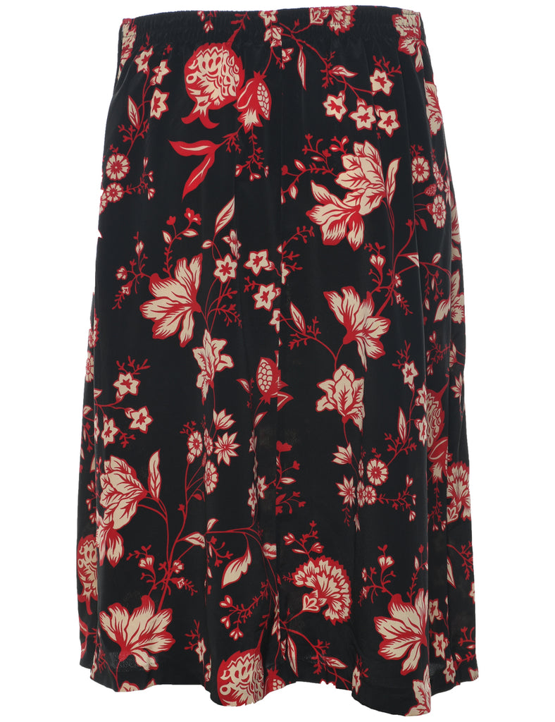 Floral Pattern Midi Skirt - M