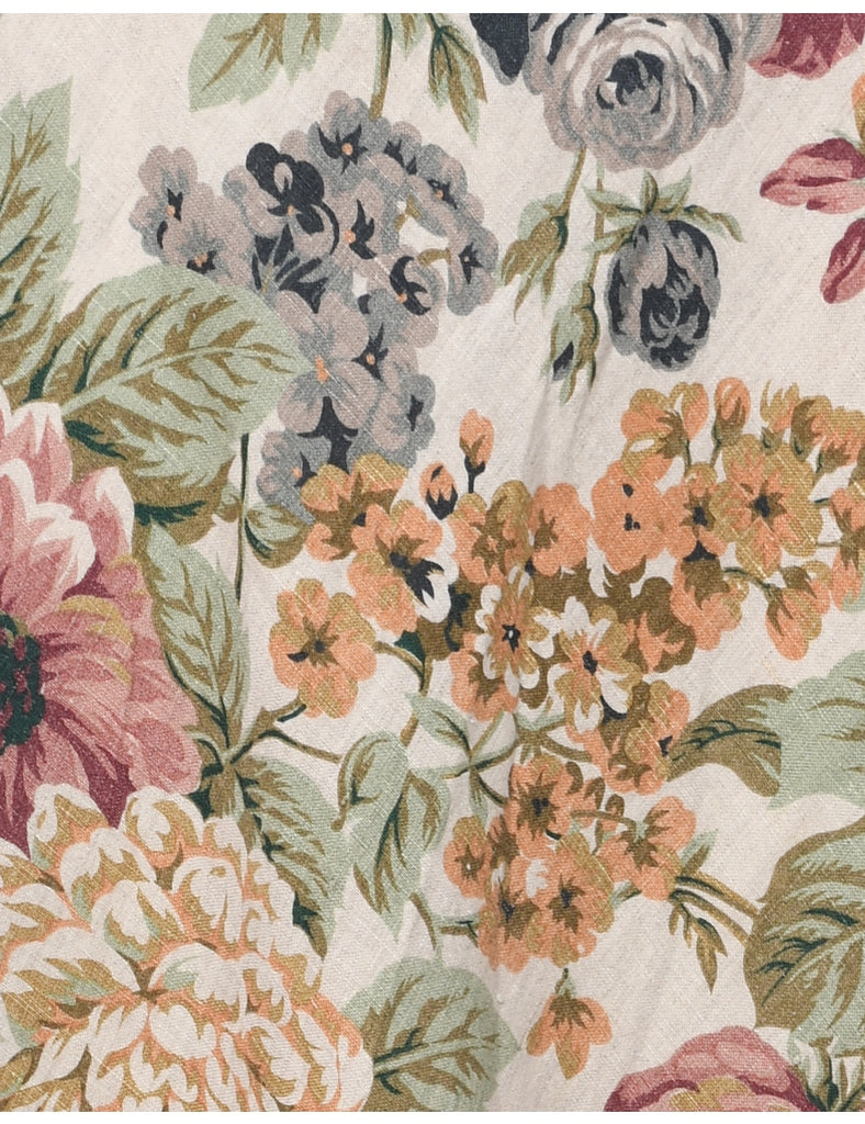 Floral Pattern Midi Skirt - S