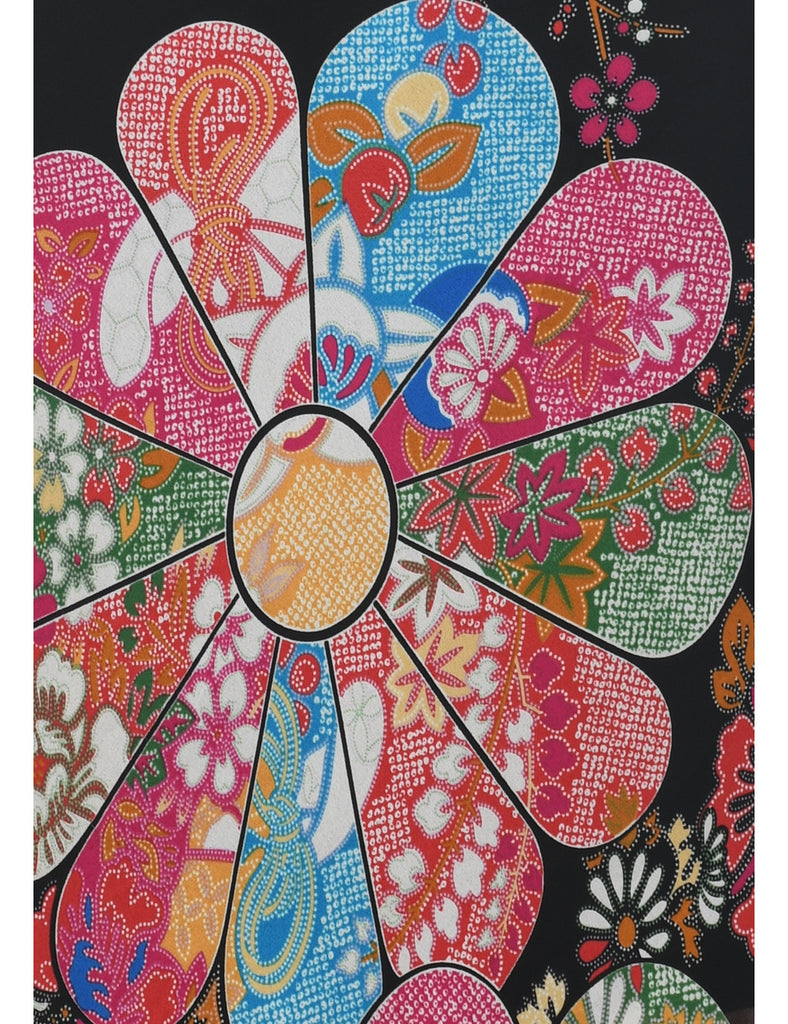 Floral Pattern Midi Skirt - M