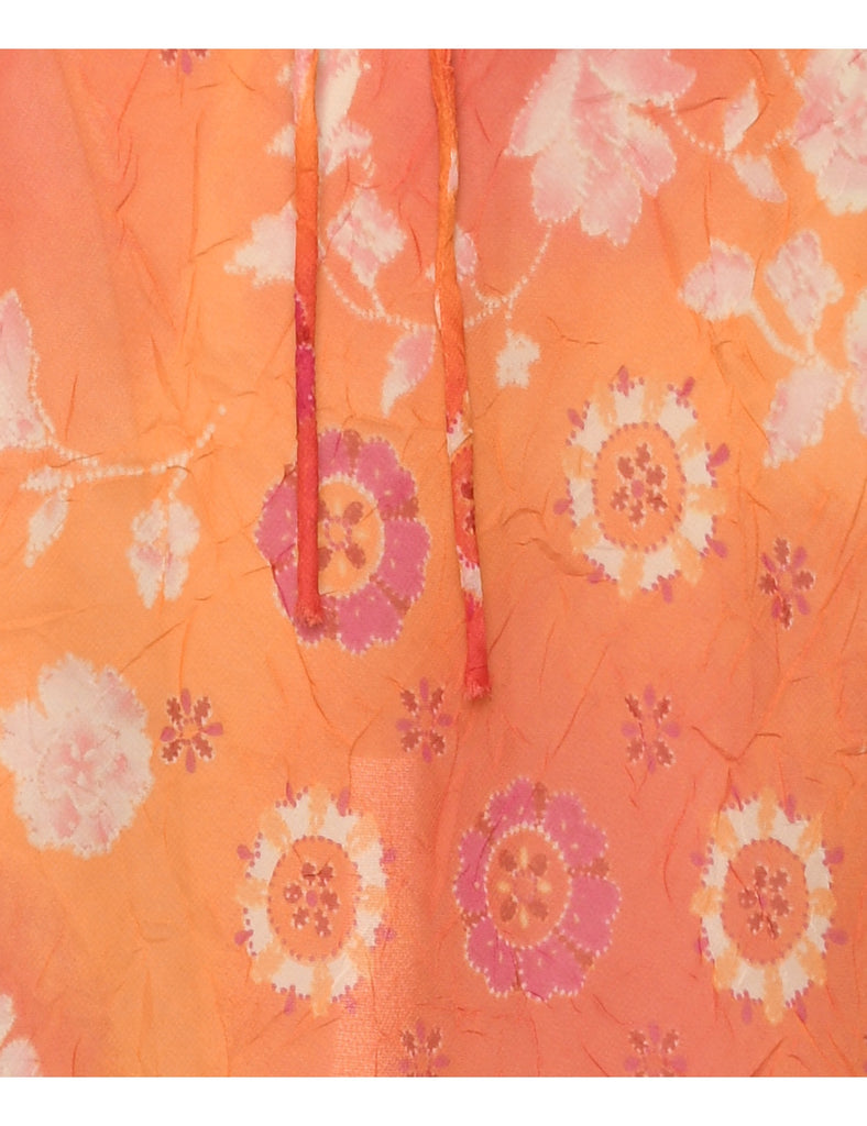 Floral Pattern Midi Skirt - M