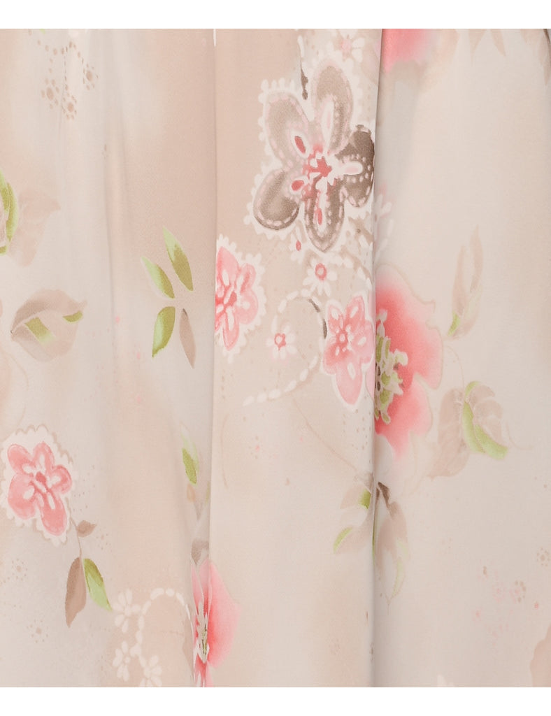Floral Pattern Midi Skirt - M