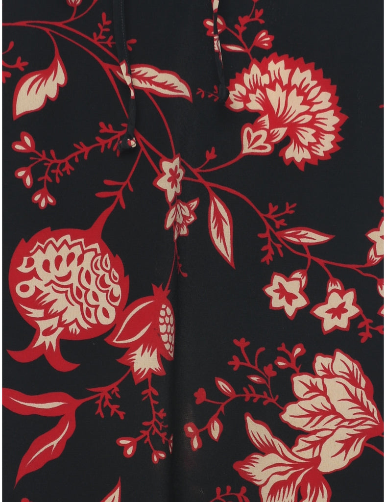 Floral Pattern Midi Skirt - M