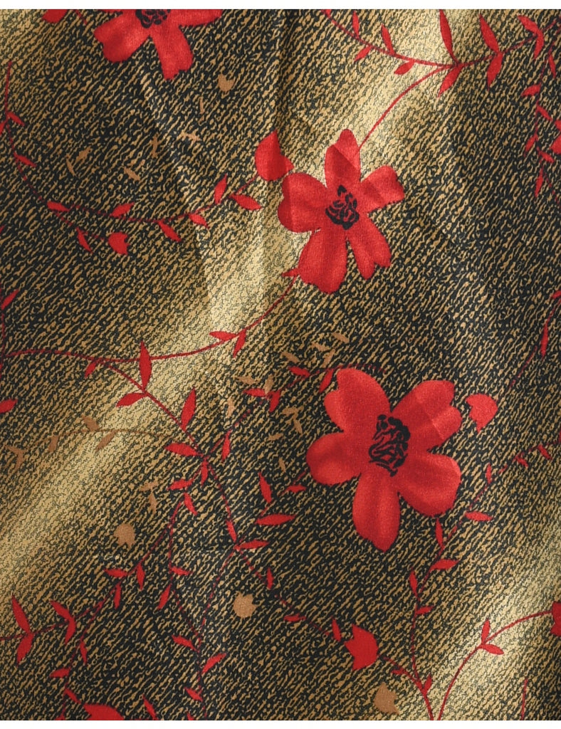 Floral Pattern Midi Skirt - M