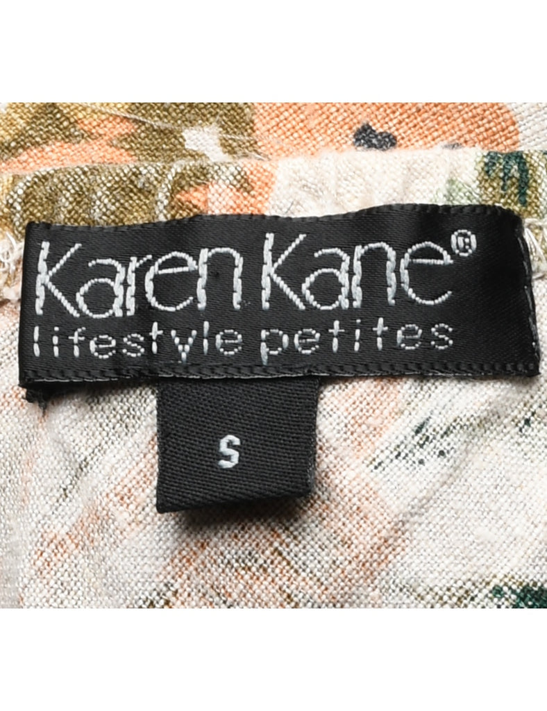 Floral Pattern Midi Skirt - S