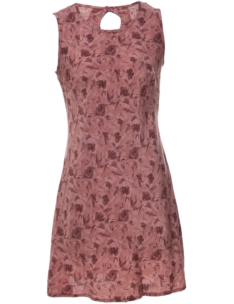 Floral Pattern Mini Dress - M