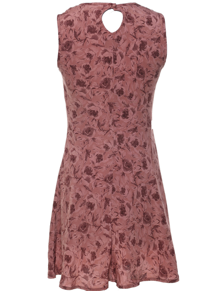 Floral Pattern Mini Dress - M