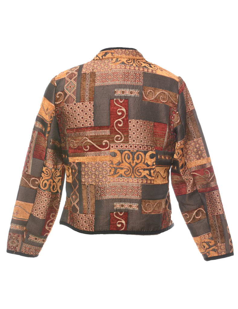 Floral Pattern Multi-Colour Metallic Tapestry Jacket - S