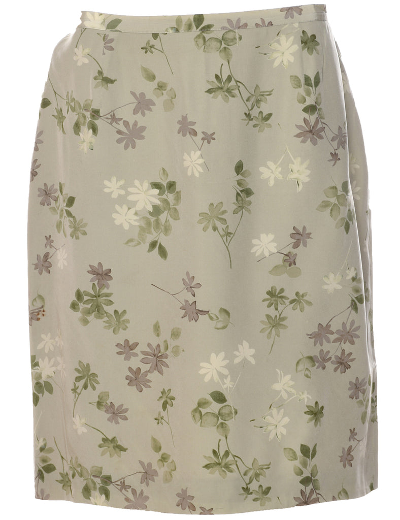 Floral Pattern Pencil Skirt - M