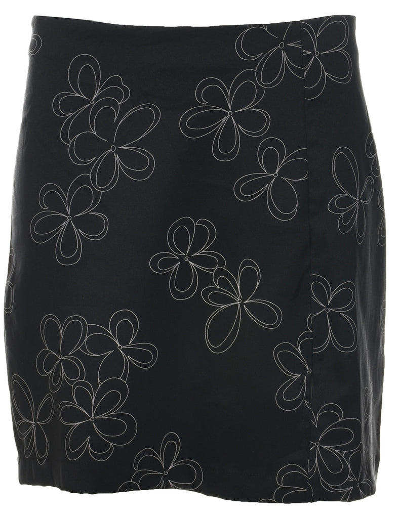 Floral Pattern Pencil Skirt - L