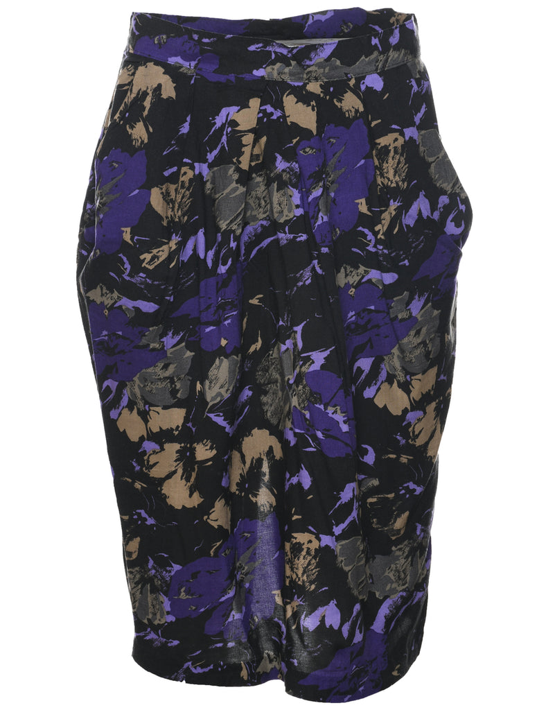Floral Pattern Pencil Skirt - M