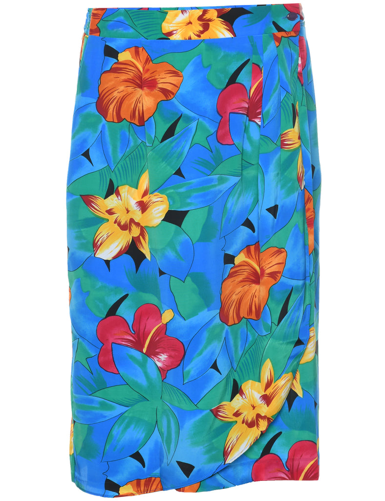 Floral Pattern Pencil Skirt - M