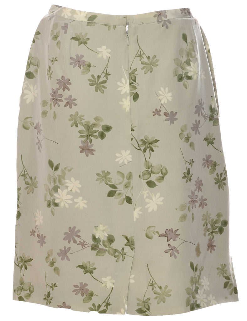 Floral Pattern Pencil Skirt - M