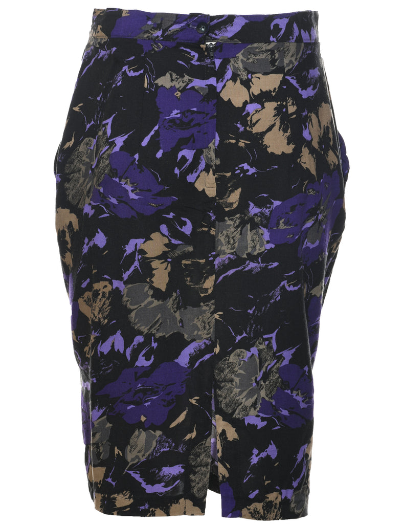 Floral Pattern Pencil Skirt - M