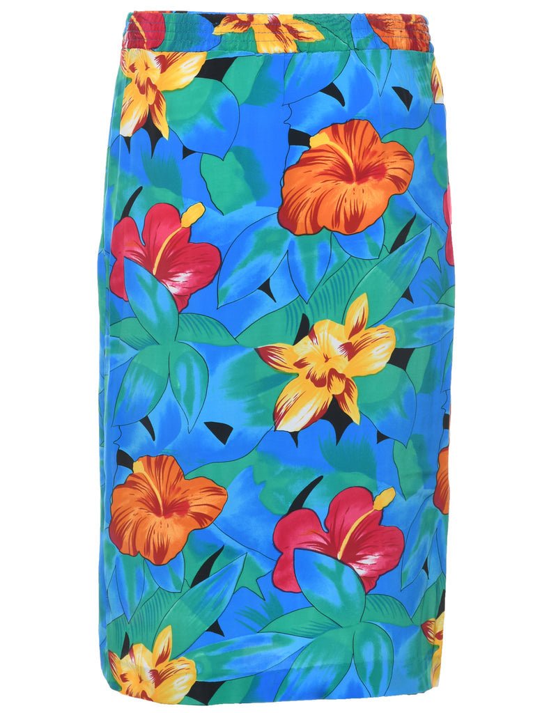 Floral Pattern Pencil Skirt - M