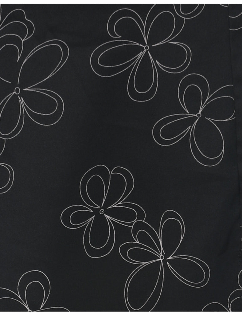 Floral Pattern Pencil Skirt - L