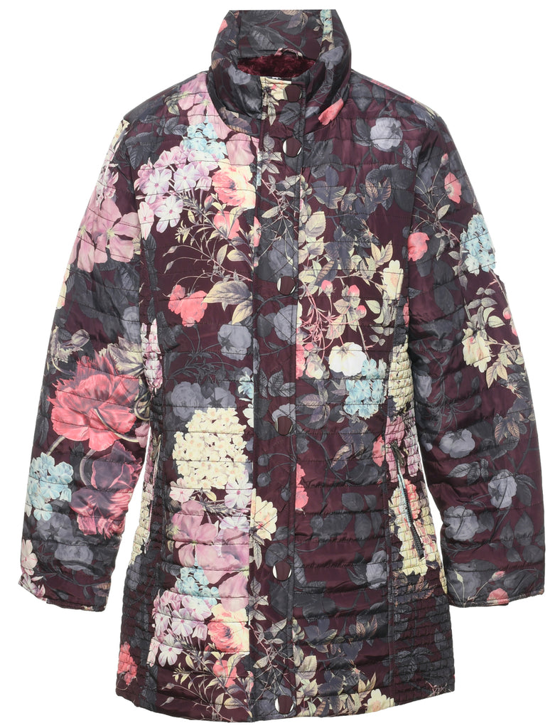 Floral Pattern Puffer Jacket - M