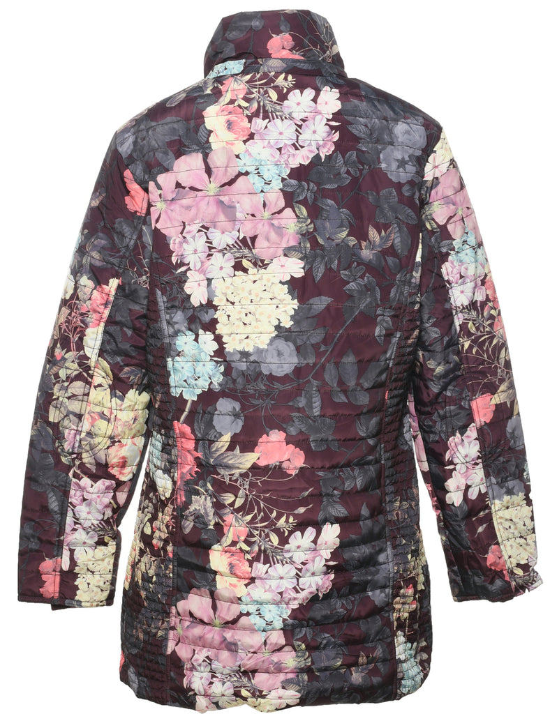 Floral Pattern Puffer Jacket - M