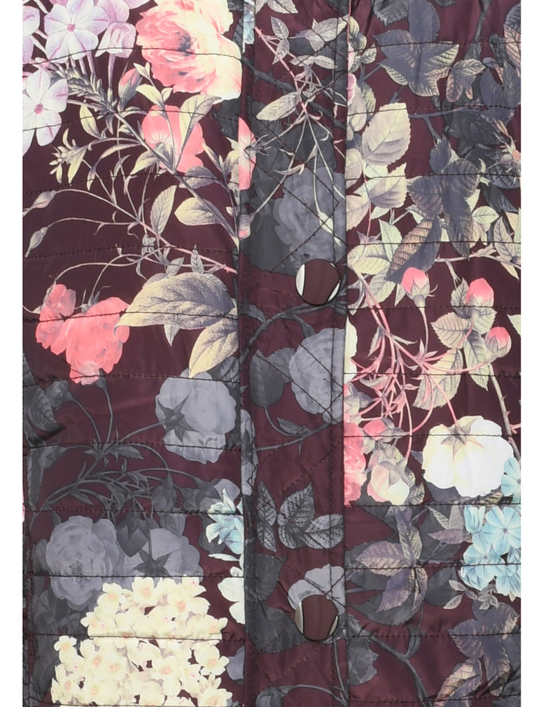 Floral Pattern Puffer Jacket - M