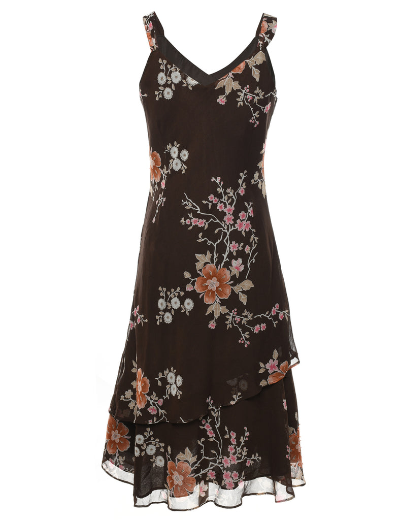 Floral Pattern Sequined Party Dress - M