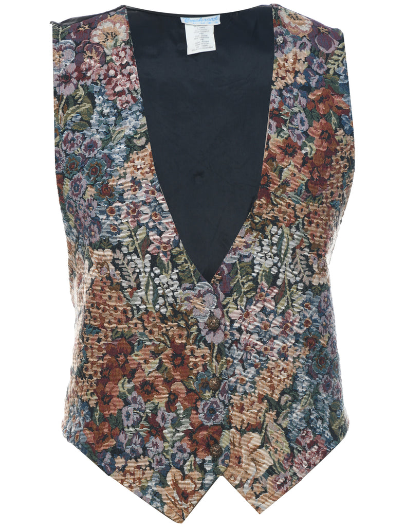 Floral Pattern Tapestry Waistcoat - XL